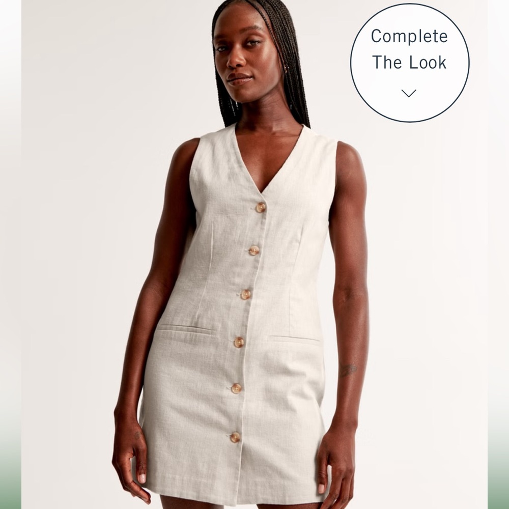 The A&F Mara Linen-Blend Vest Mini Dress Abercrombie Button down mini dress
